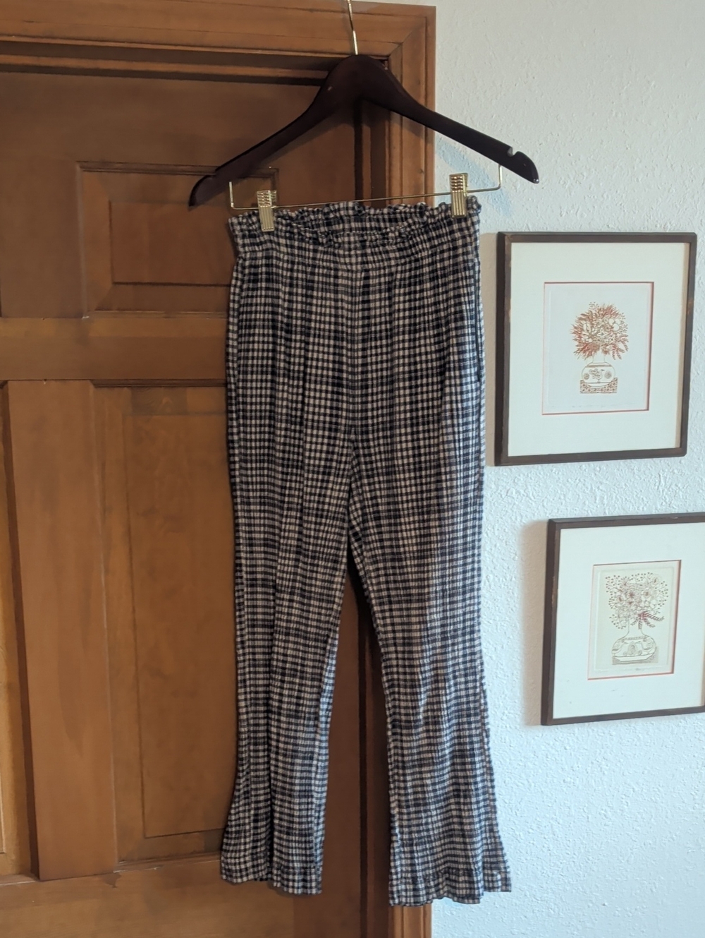Urban Outfitters Navy and White Gingham Pants